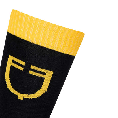 Calcetín técnico con logo en contraste Equestro - Black/Yellow