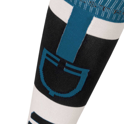 Calcetín de tejido técnico y transpirable con logo Equestro - Black/Antique White (11-0105)/Blue Coral