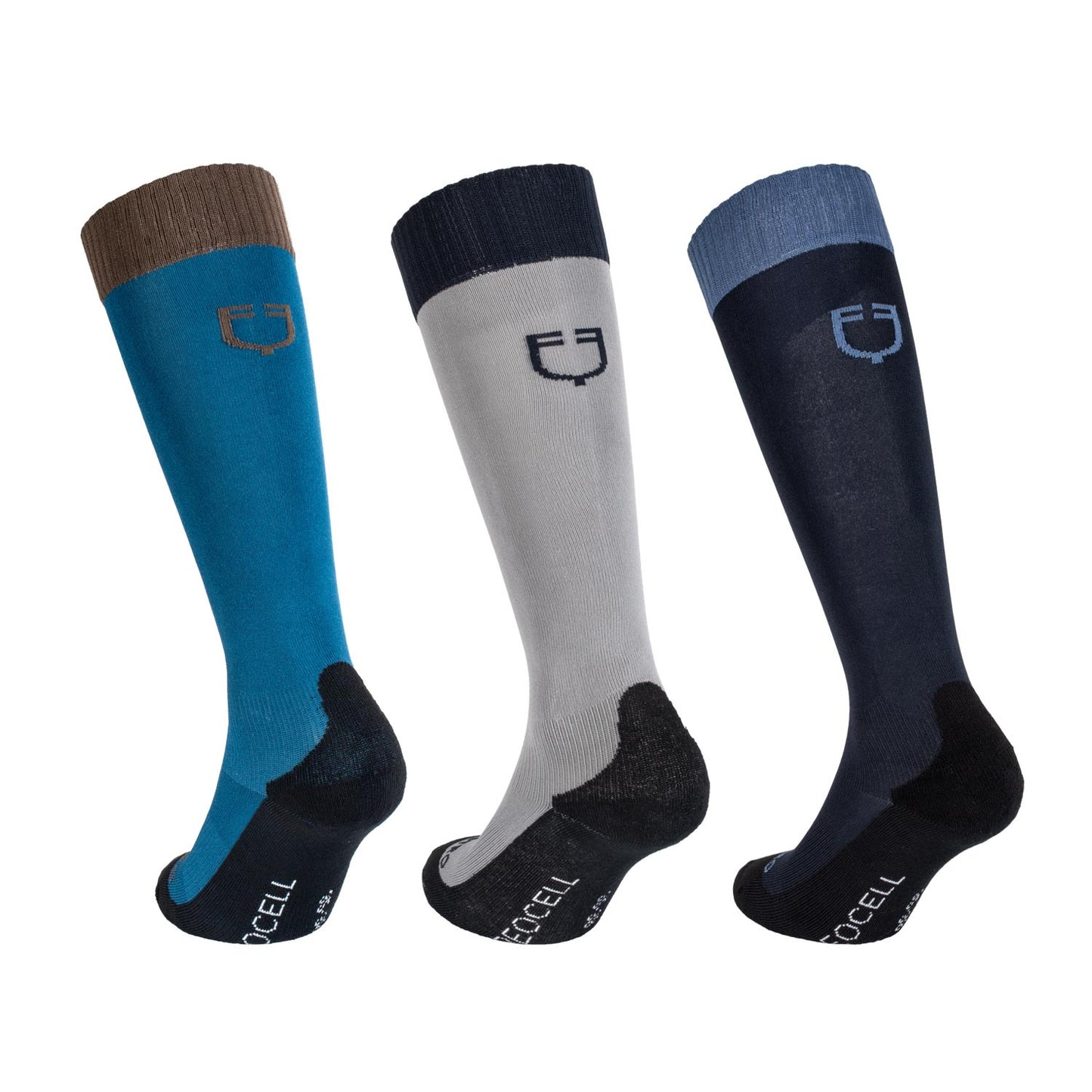 Caja básica de calcetines unisex 3 uds Equestro - Blue Coral (19-4526)/Frost Grey (17-0000)/Navy Blazer