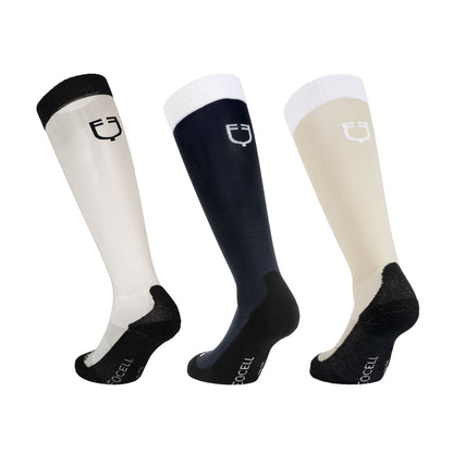 Caja básica de calcetines unisex 3 uds Equestro - Oxford Tan(15-1306)/Navy Blazer(19-3923)/Antique White