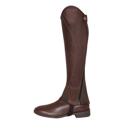 Polainas unisex de cuero suave con cremallera lateral Equestro - Marrón