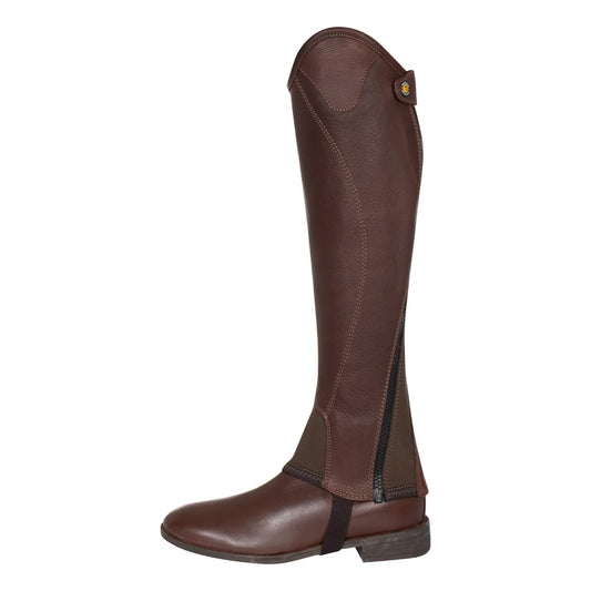 Polainas unisex de cuero suave con cremallera lateral Equestro - Marrón
