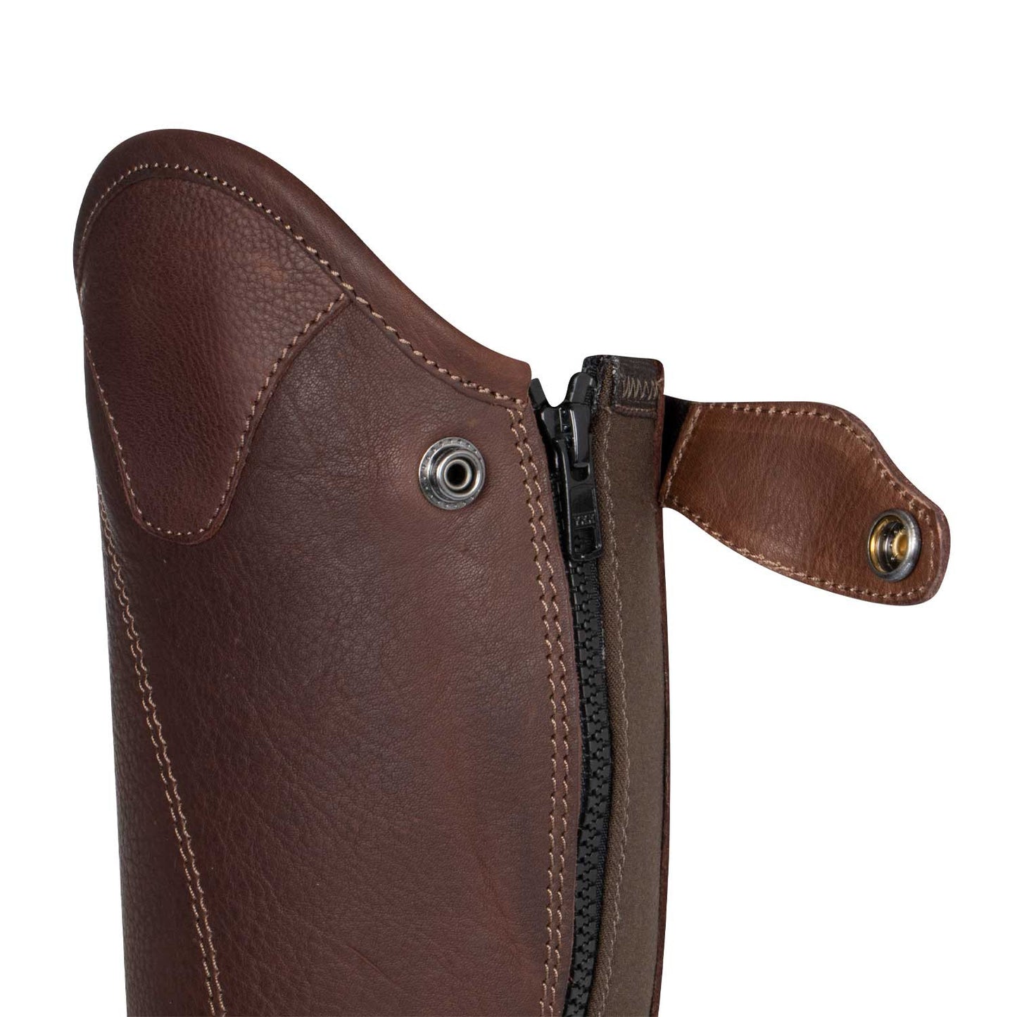 Polainas unisex de cuero suave con cremallera lateral Equestro - Marrón