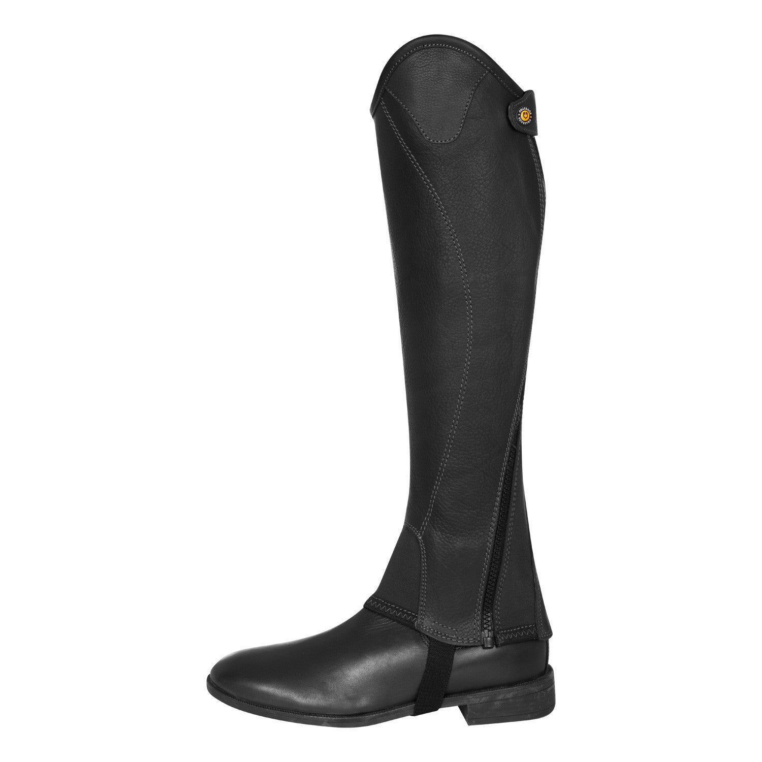 Polainas unisex cortas de cuero con cremallera lateral Equestro - Negro