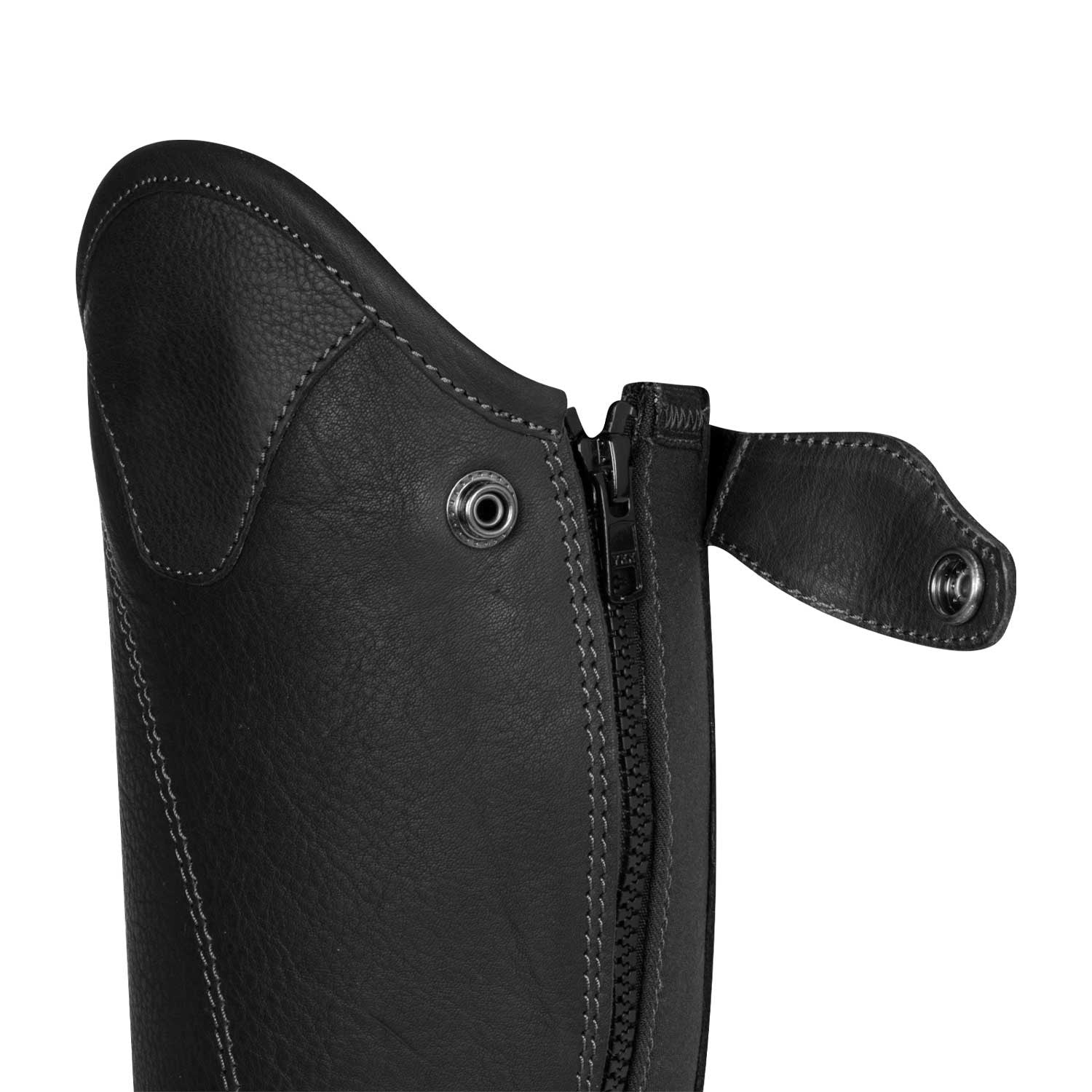 Polainas unisex cortas de cuero con cremallera lateral Equestro - Negro
