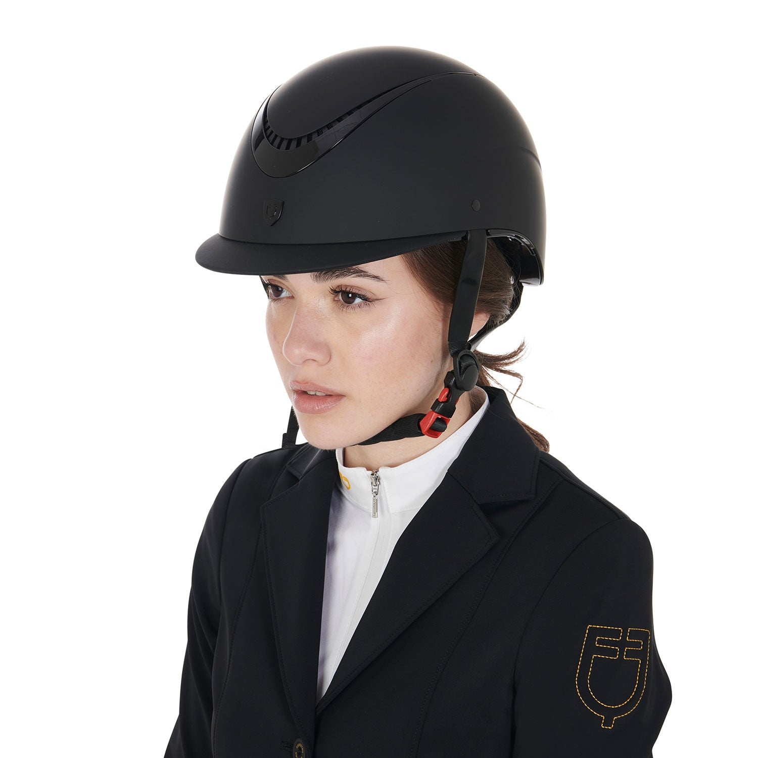 Casco unisex con marco brillante homologación EN 1384-2023 Equestro - Black/Black Shiny