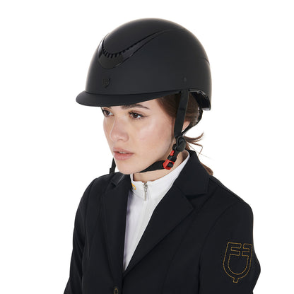 Casco unisex con marco brillante homologación EN 1384-2023 Equestro - Black/Black Shiny