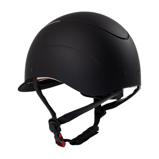 Casco unisex con marco brillante homologación EN 1384-2023 Equestro - Black/Rose Gold Shiny