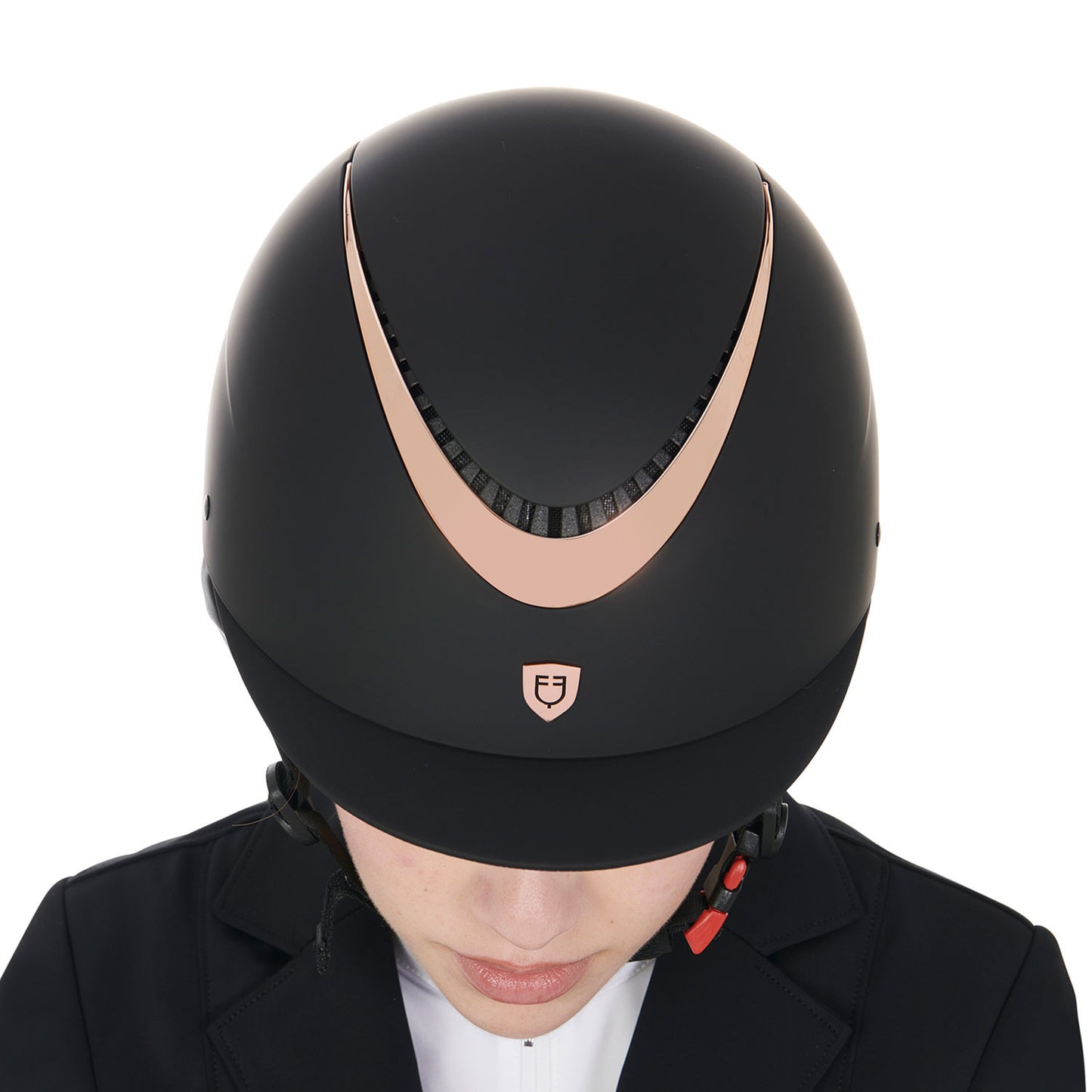 Casco unisex con marco brillante homologación EN 1384-2023 Equestro - Black/Rose Gold Shiny