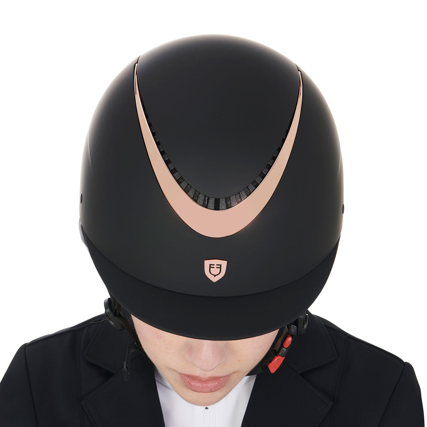 Casco unisex con marco brillante homologación EN 1384-2023 Equestro - Black/Rose Gold Shiny