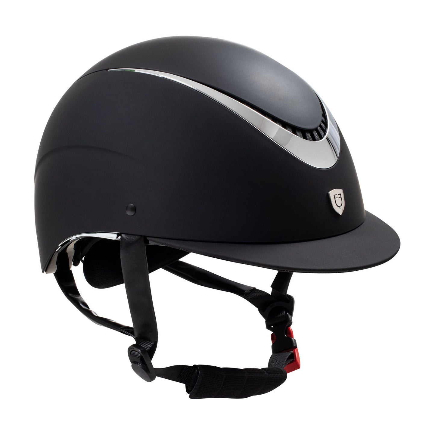 Casco unisex con marco brillante homologación EN 1384-2023 Equestro - Black/Silver Shiny
