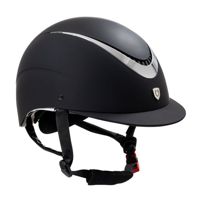 Casco unisex con marco brillante homologación EN 1384-2023 Equestro - Black/Silver Shiny