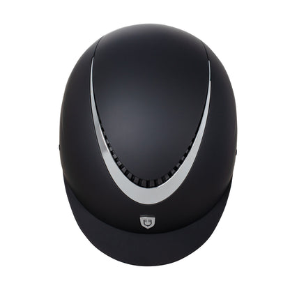 Casco unisex con marco brillante homologación EN 1384-2023 Equestro - Black/Silver Shiny
