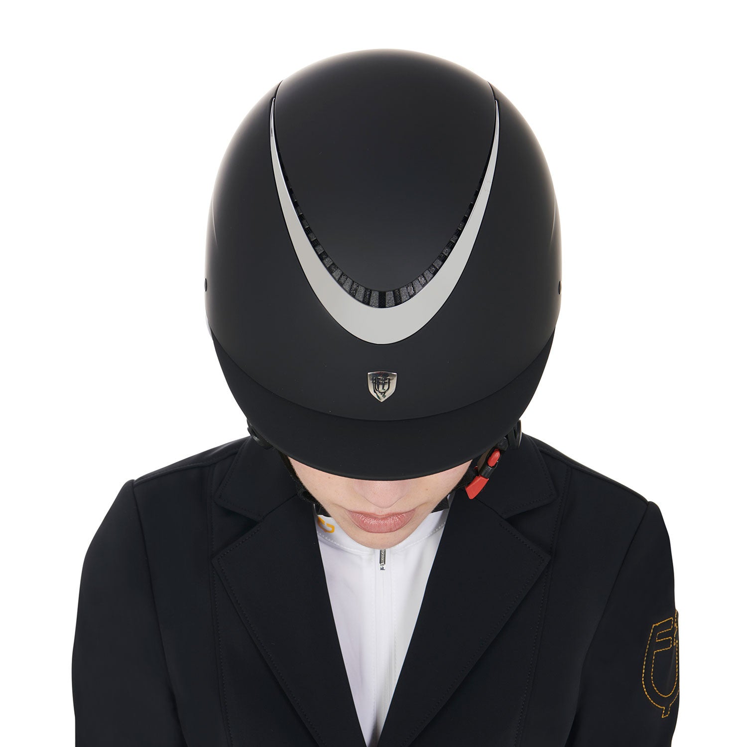 Casco unisex con marco brillante homologación EN 1384-2023 Equestro - Black/Silver Shiny