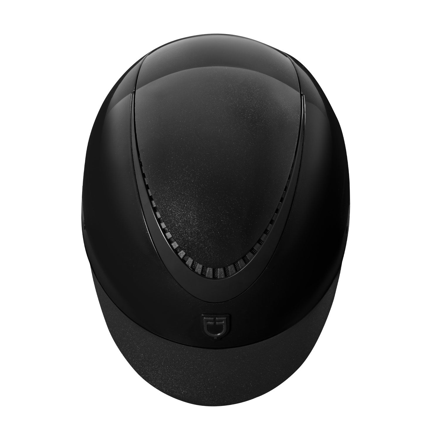 Casco brillante, correa de ecopiel, visera estrecha, homologación EN 1384-2023 Equestro - Black/Black Matt