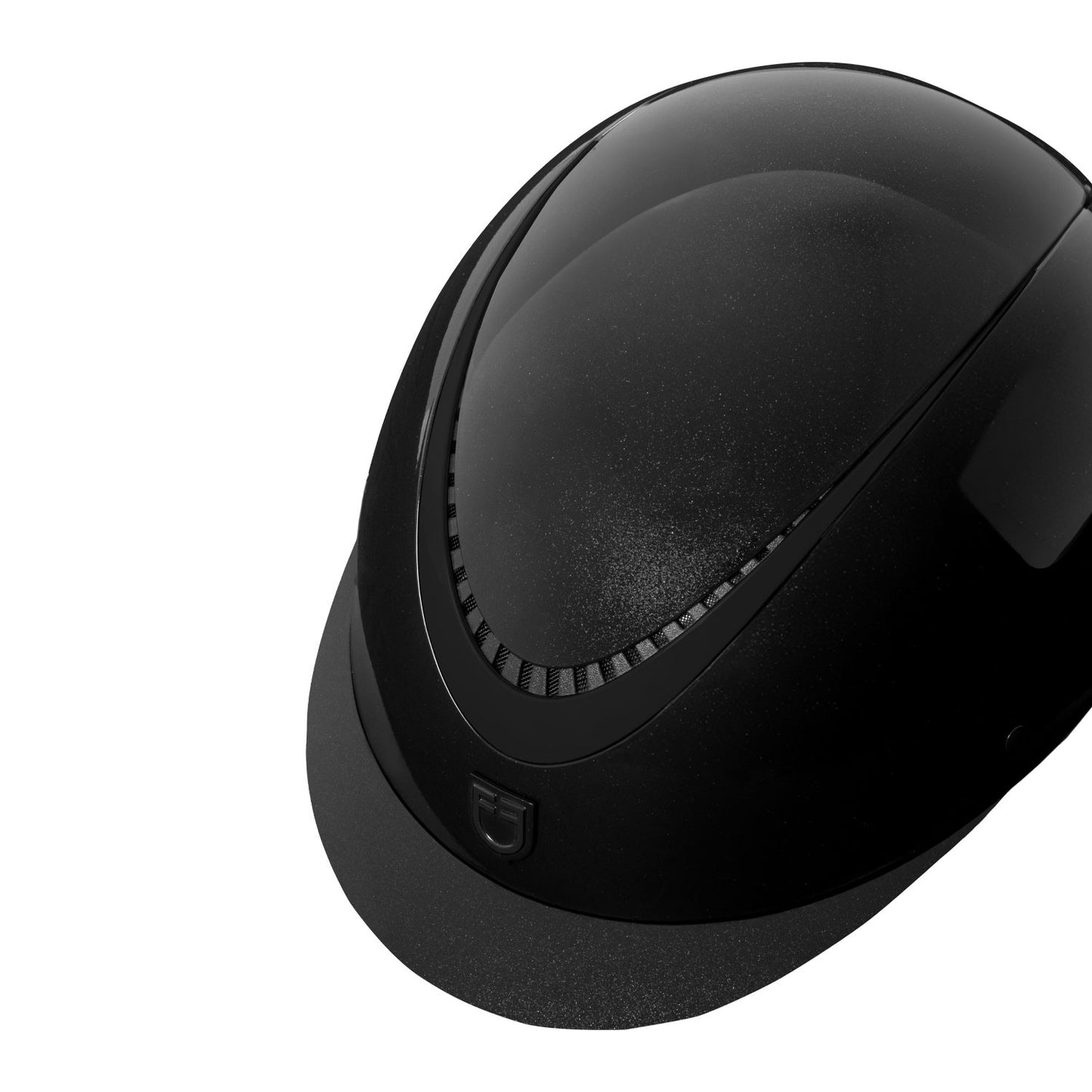 Casco brillante, correa de ecopiel, visera estrecha, homologación EN 1384-2023 Equestro - Black/Black Matt