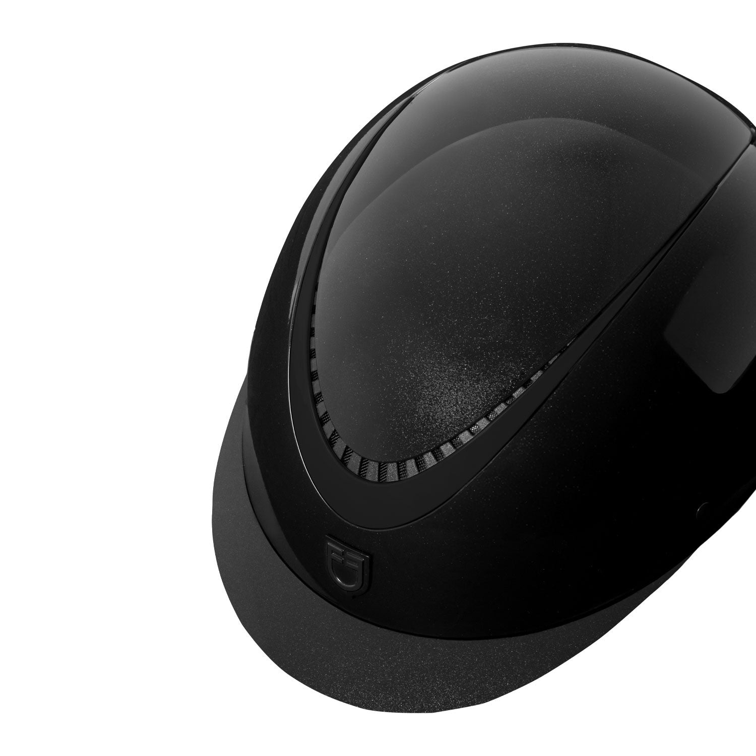 Casco brillante, correa de ecopiel, visera estrecha, homologación EN 1384-2023 Equestro - Black/Black Matt