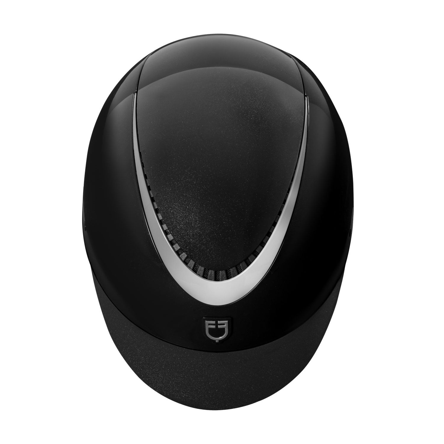Casco brillante, correa de ecopiel, visera estrecha, homologación EN 1384-2023 Equestro - Black/Silver