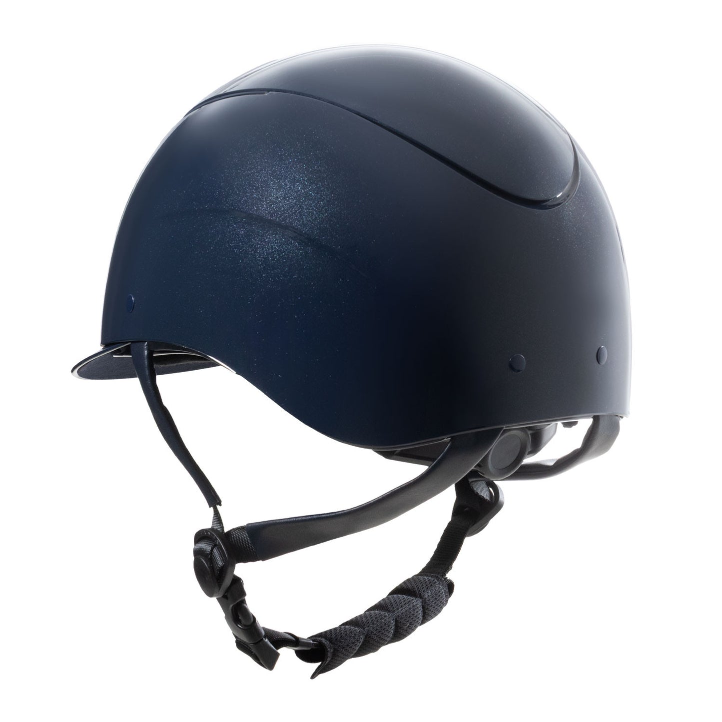 Casco brillante, correa de ecopiel, visera estrecha, homologación EN 1384-2023 Equestro - Navy/Navy Matt