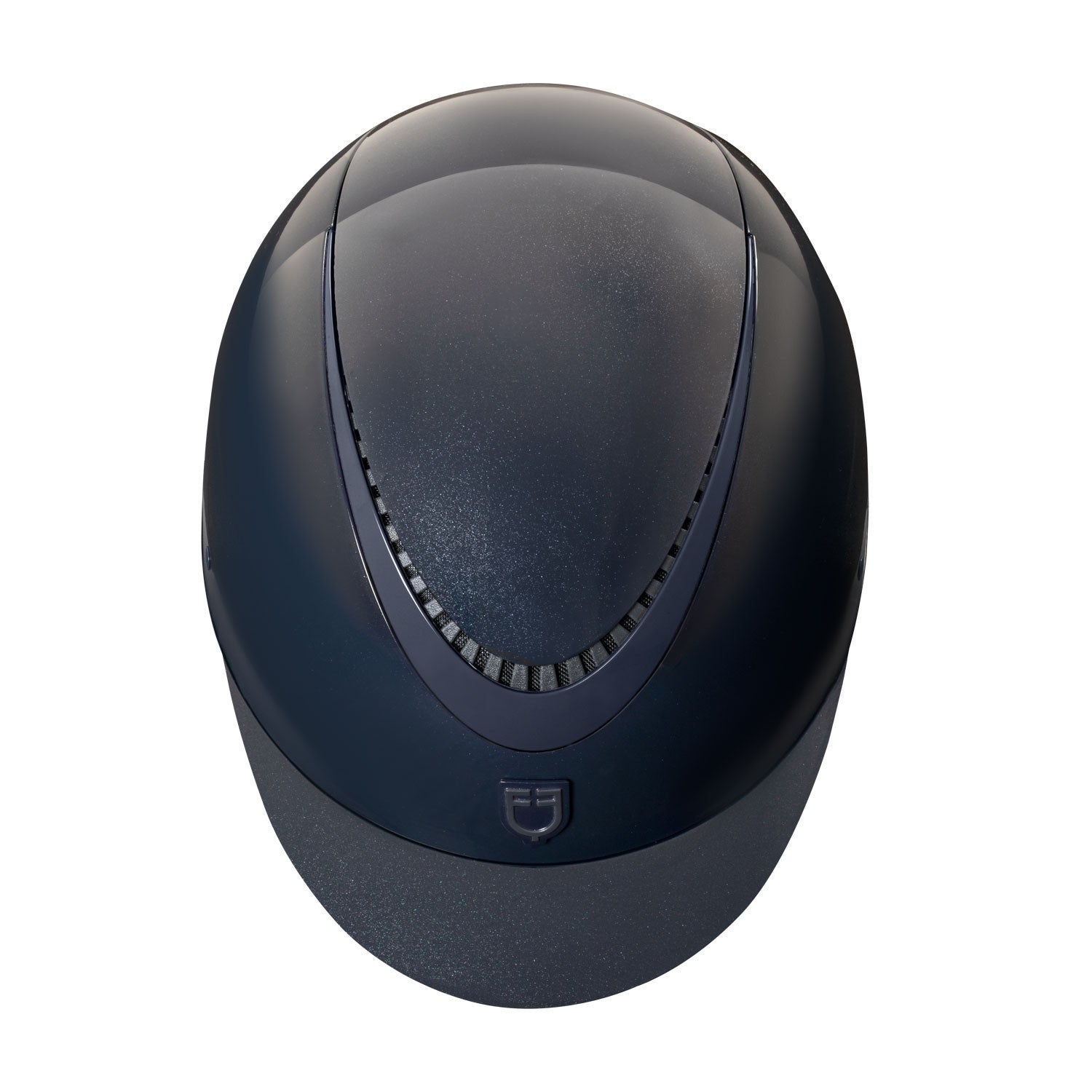 Casco brillante, correa de ecopiel, visera estrecha, homologación EN 1384-2023 Equestro - Navy/Navy Matt