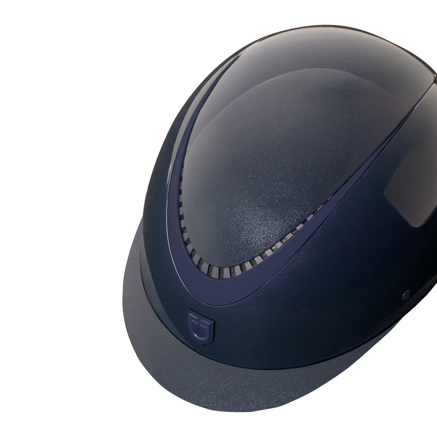 Casco brillante, correa de ecopiel, visera estrecha, homologación EN 1384-2023 Equestro - Navy/Navy Matt