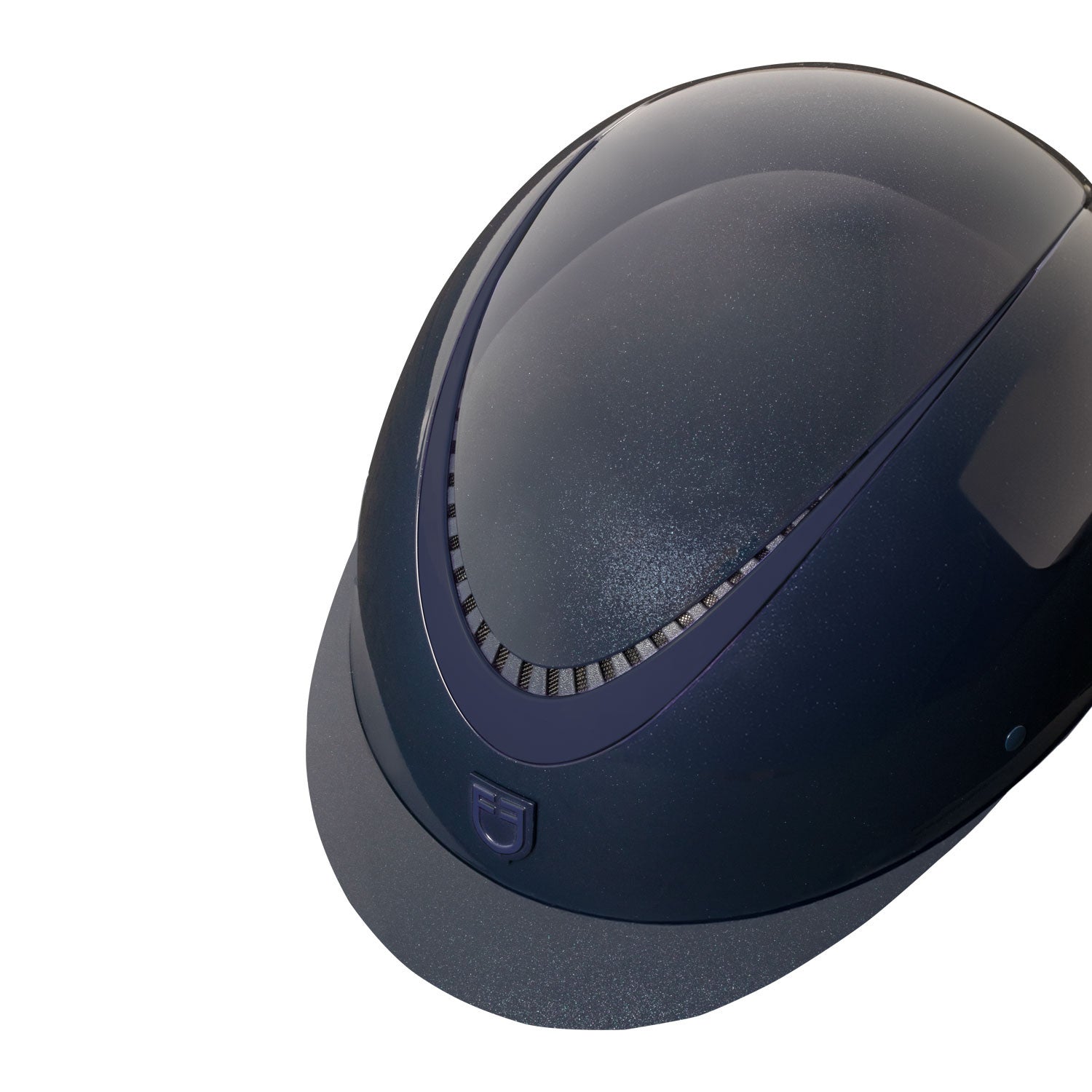 Casco brillante, correa de ecopiel, visera estrecha, homologación EN 1384-2023 Equestro - Navy/Navy Matt