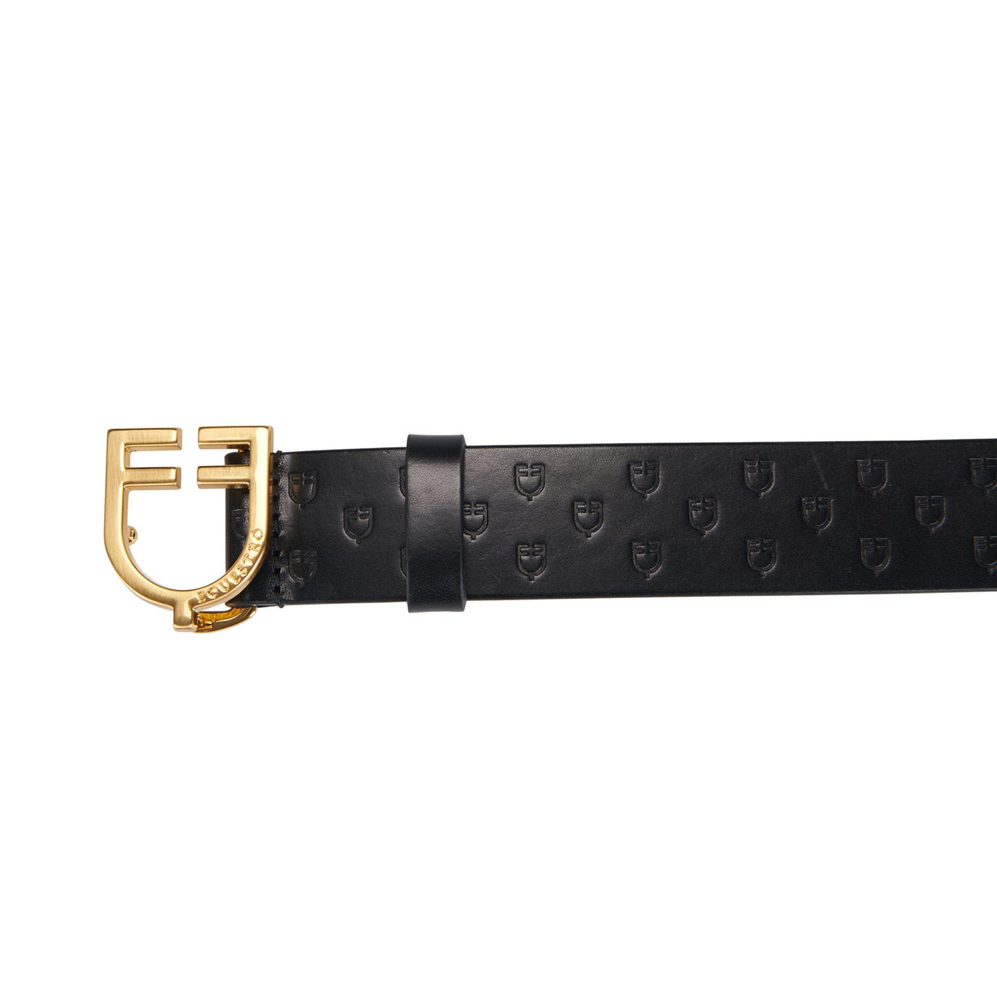 Cinturón de cuero con logo en la hebilla Equestro - Gold/Black