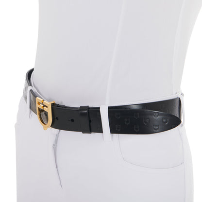 Cinturón de cuero con logo en la hebilla Equestro - Gold/Black