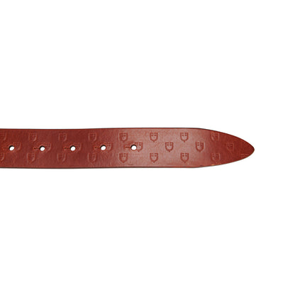 Cinturón de cuero con logo en la hebilla Equestro - Gold/Cognac