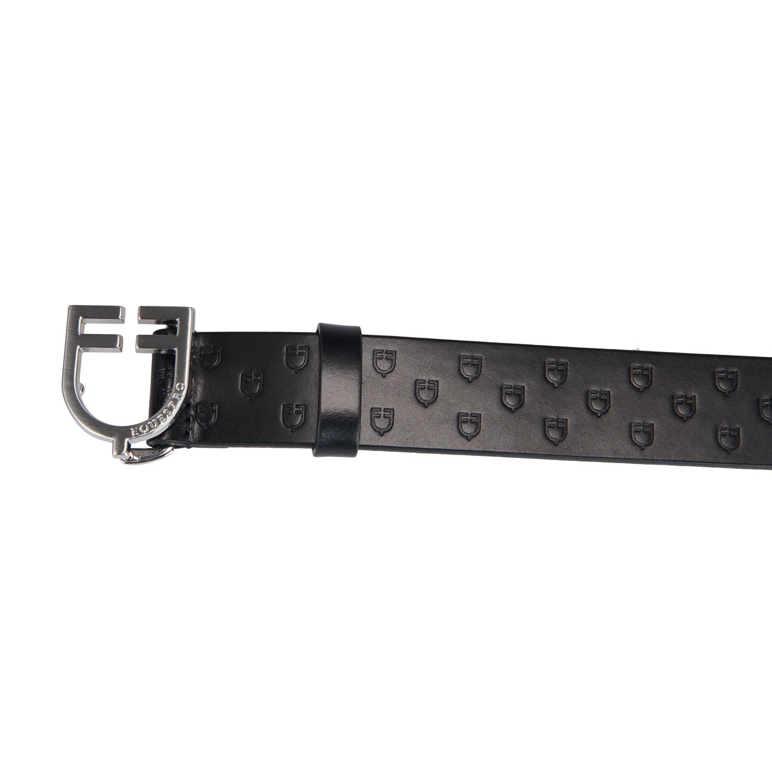 Cinturón de cuero con logo en la hebilla Equestro - Silver/Black