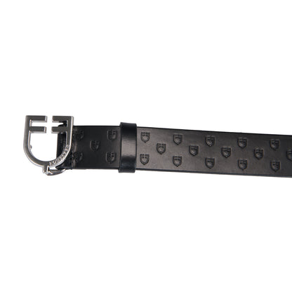 Cinturón de cuero con logo en la hebilla Equestro - Silver/Black