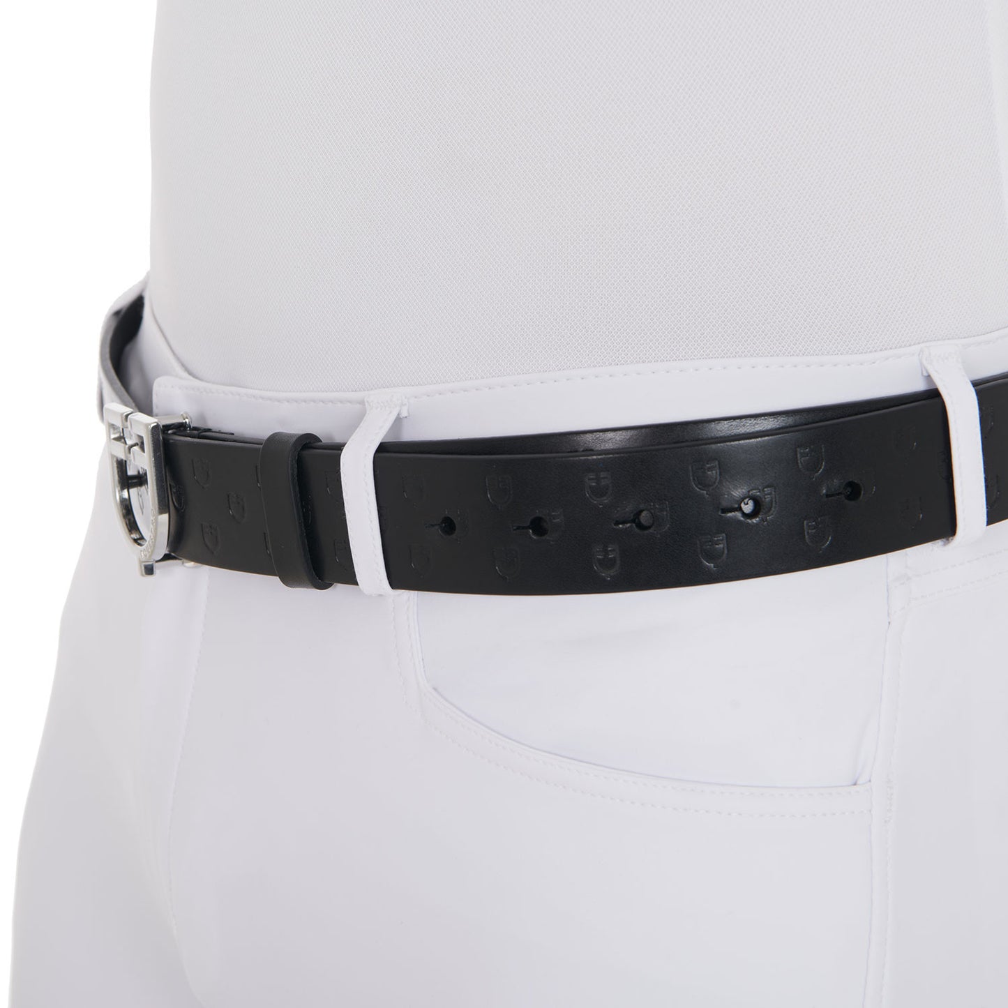 Cinturón de cuero con logo en la hebilla Equestro - Silver/Black