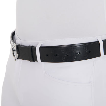 Cinturón de cuero con logo en la hebilla Equestro - Silver/Black