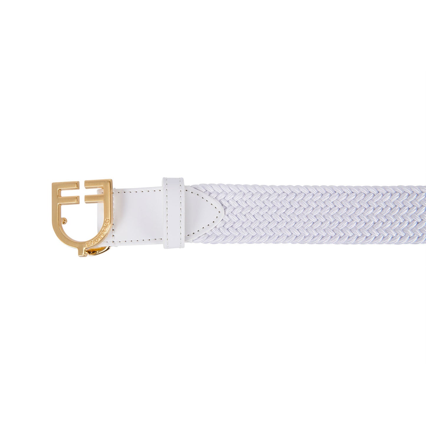 Cinturón de cuero con elástico y logo en la hebilla Equestro - Gold/White