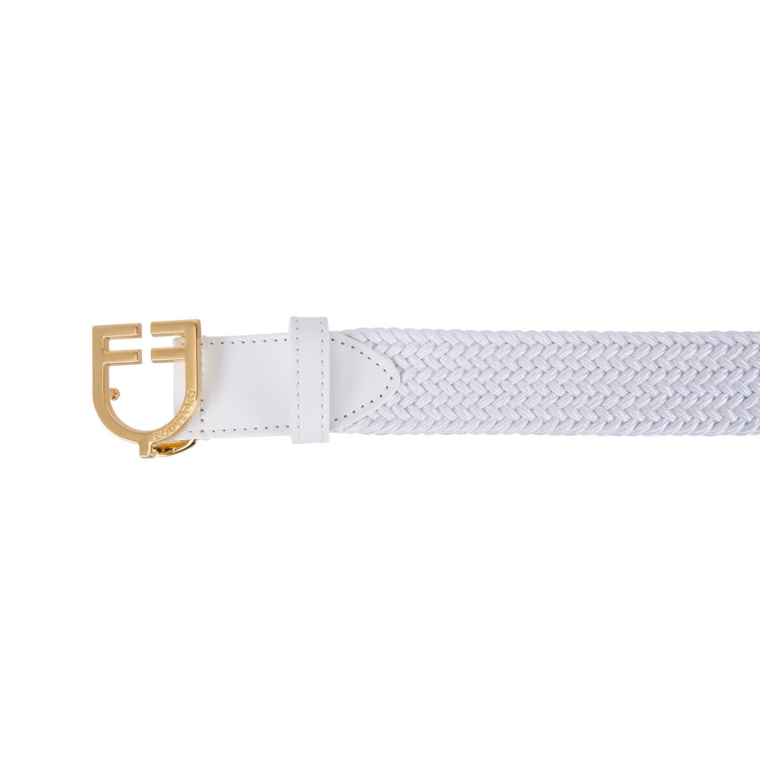 Cinturón de cuero con elástico y logo en la hebilla Equestro - Gold/White