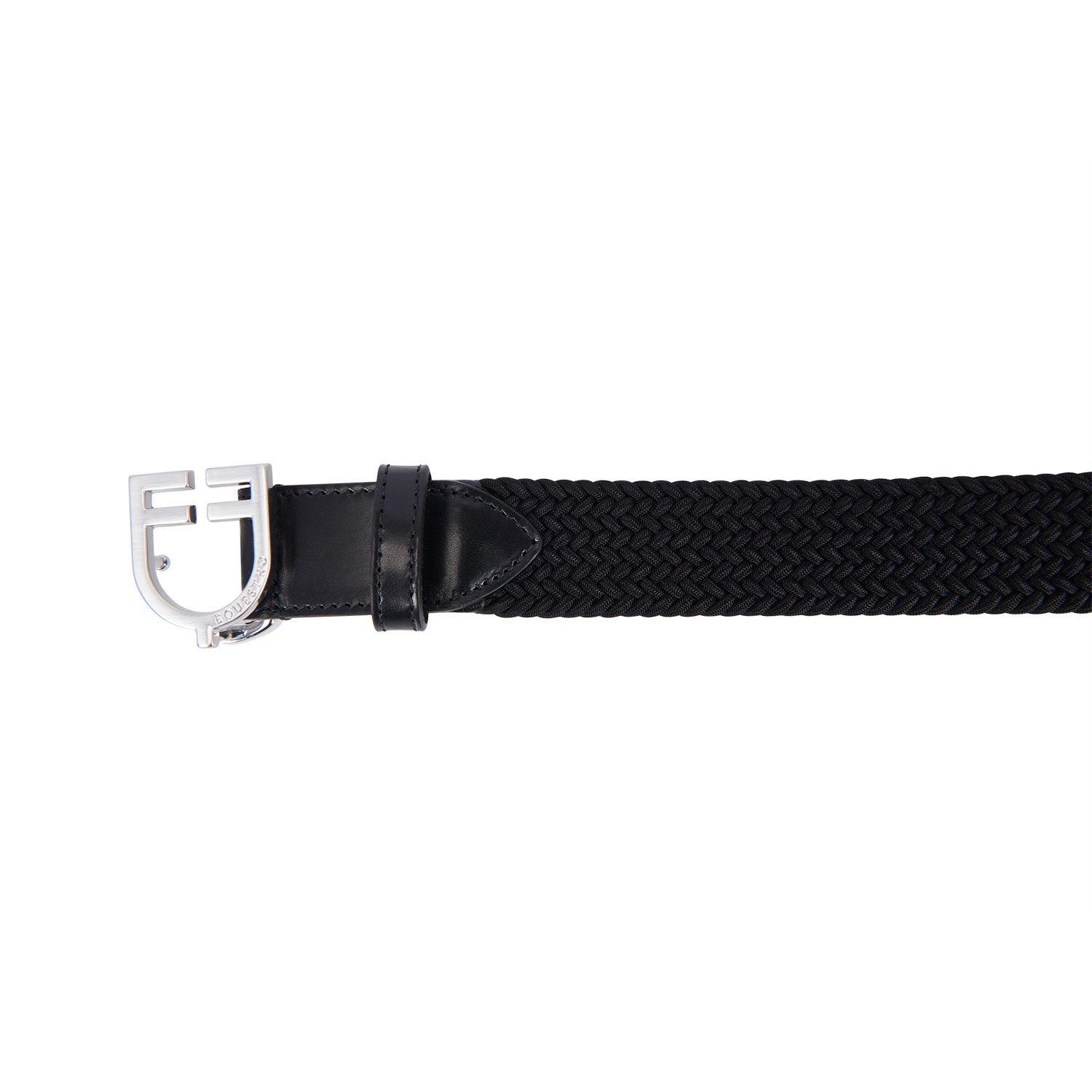 Cinturón de cuero con elástico y logo en la hebilla Equestro - Silver/Black