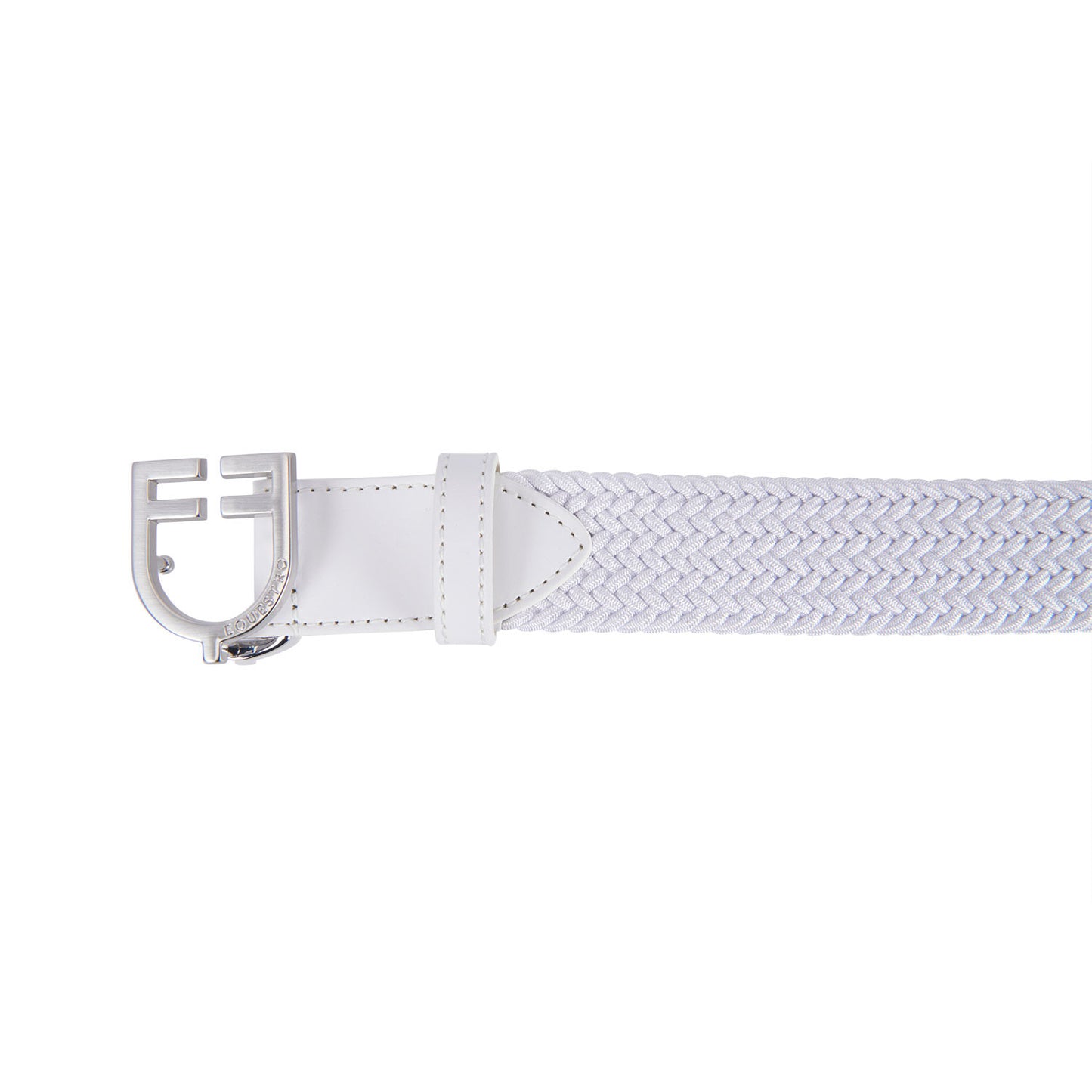 Cinturón de cuero con elástico y logo en la hebilla Equestro - Silver/White
