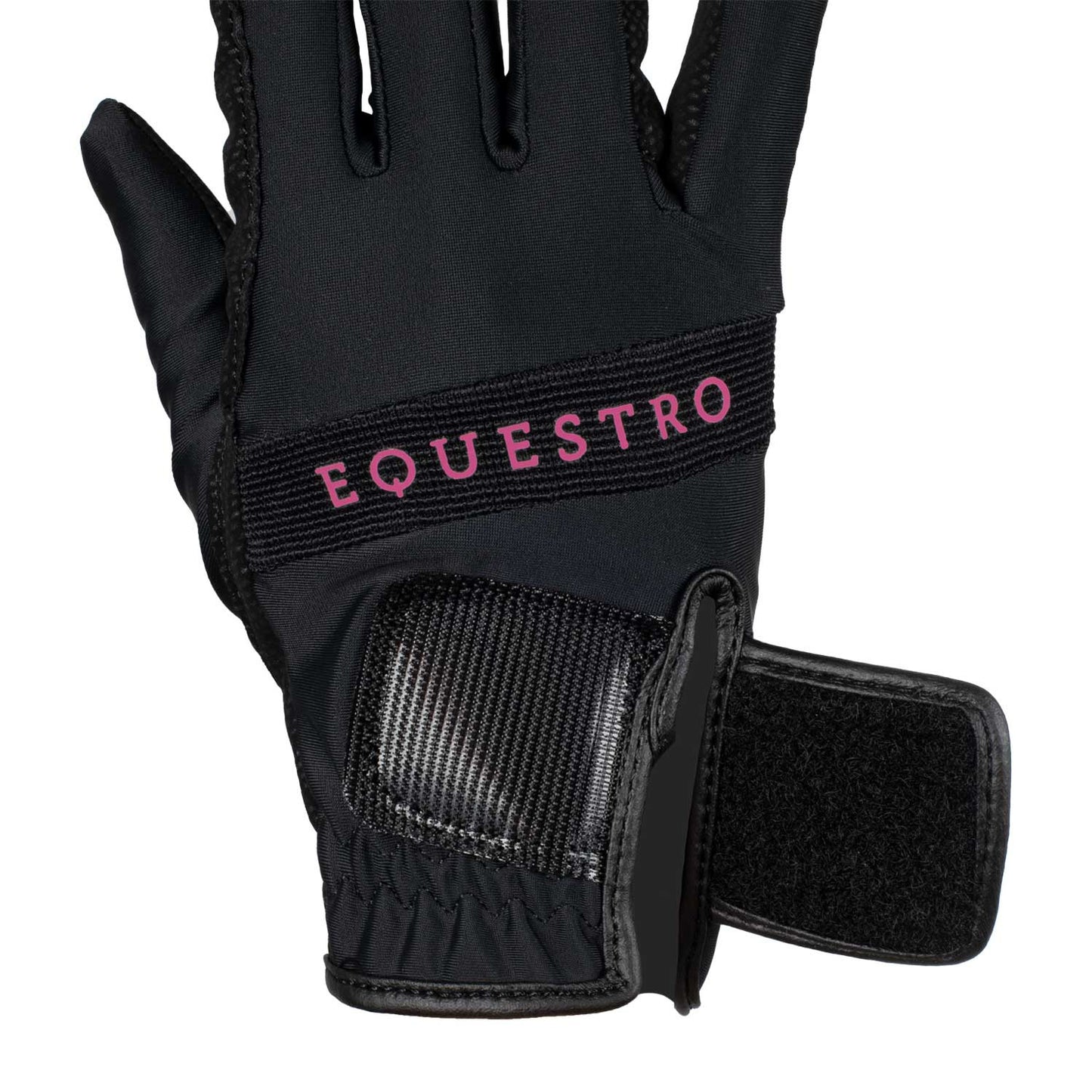 Guantes de tejido técnico con logo multicolor Equestro - Black/Fucsia