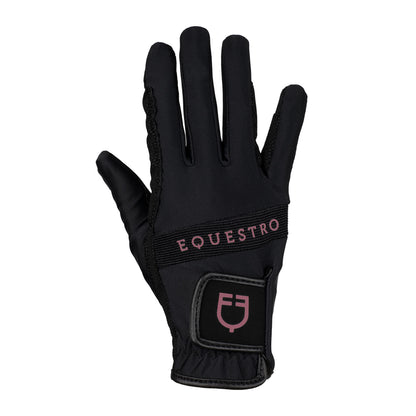 Guantes de tejido técnico con logo multicolor Equestro - Black/Marron