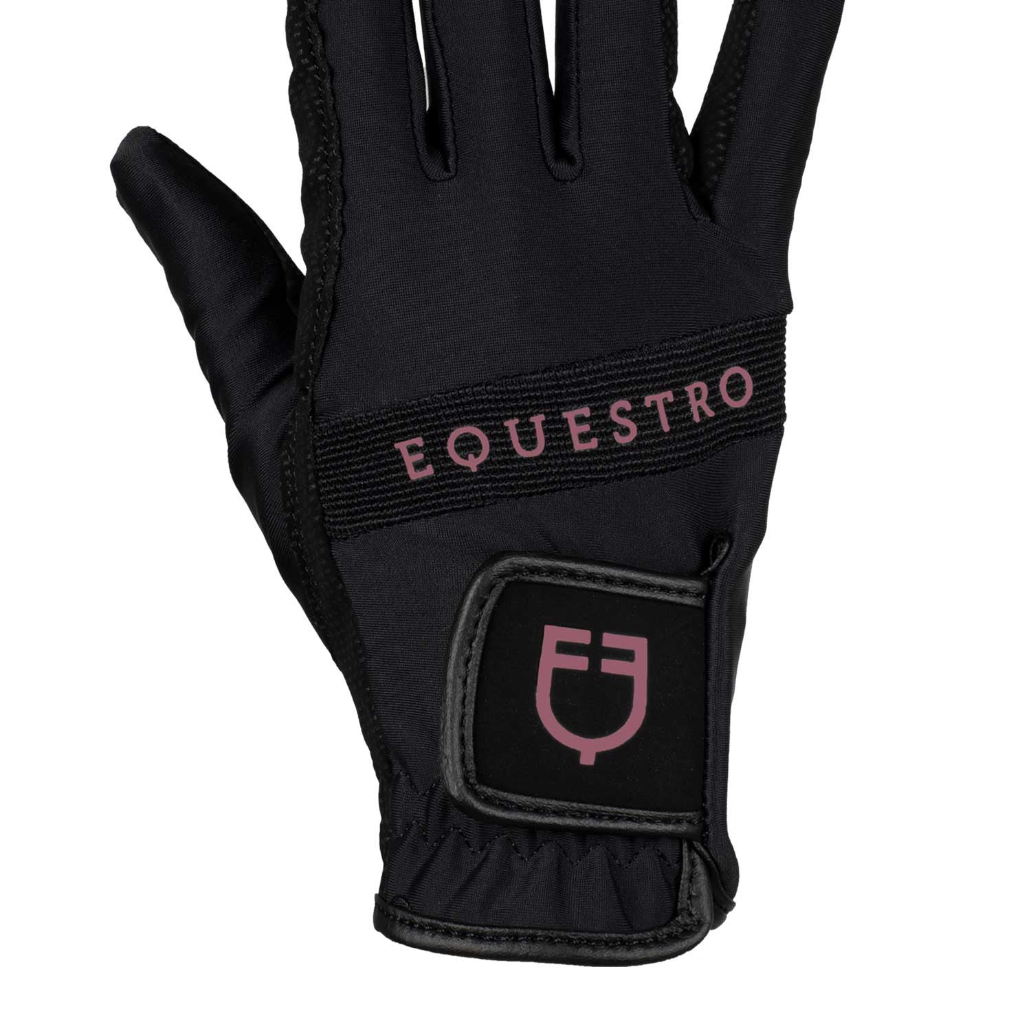 Guantes de tejido técnico con logo multicolor Equestro - Black/Marron