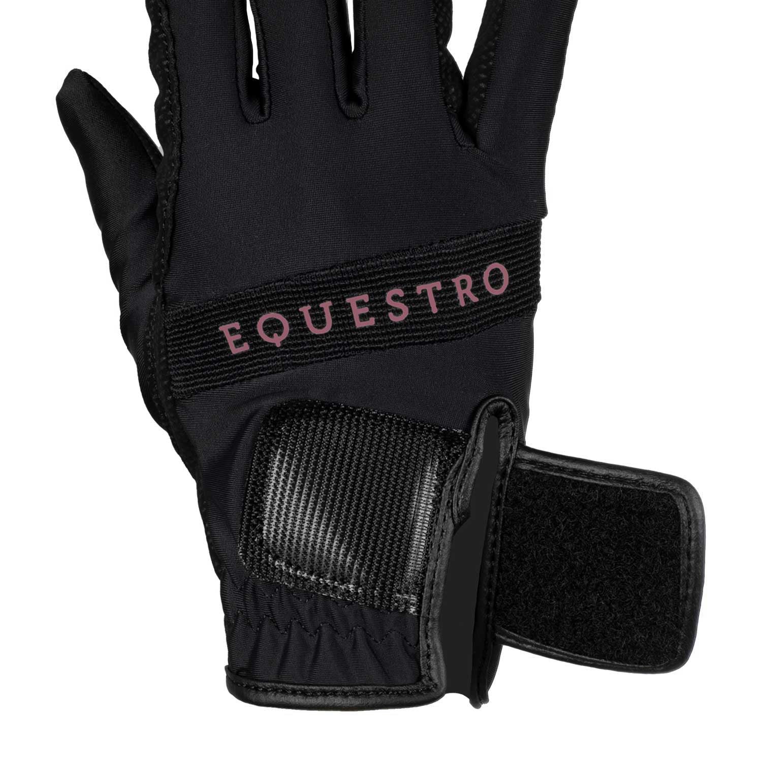 Guantes de tejido técnico con logo multicolor Equestro - Black/Marron
