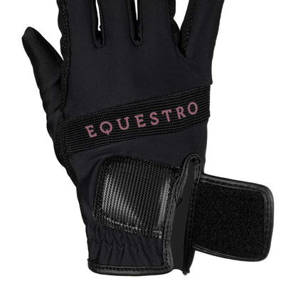 Guantes de tejido técnico con logo multicolor Equestro - Black/Marron