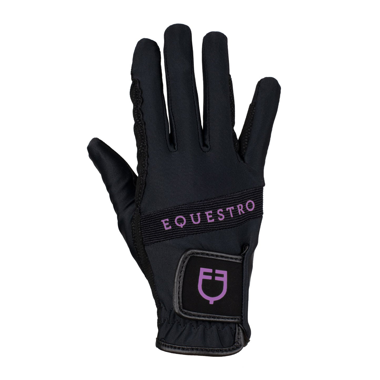 Guantes de tejido técnico con logo multicolor Equestro - Black/Purple