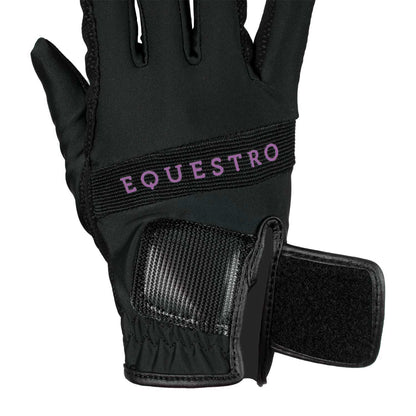 Guantes de tejido técnico con logo multicolor Equestro - Black/Purple