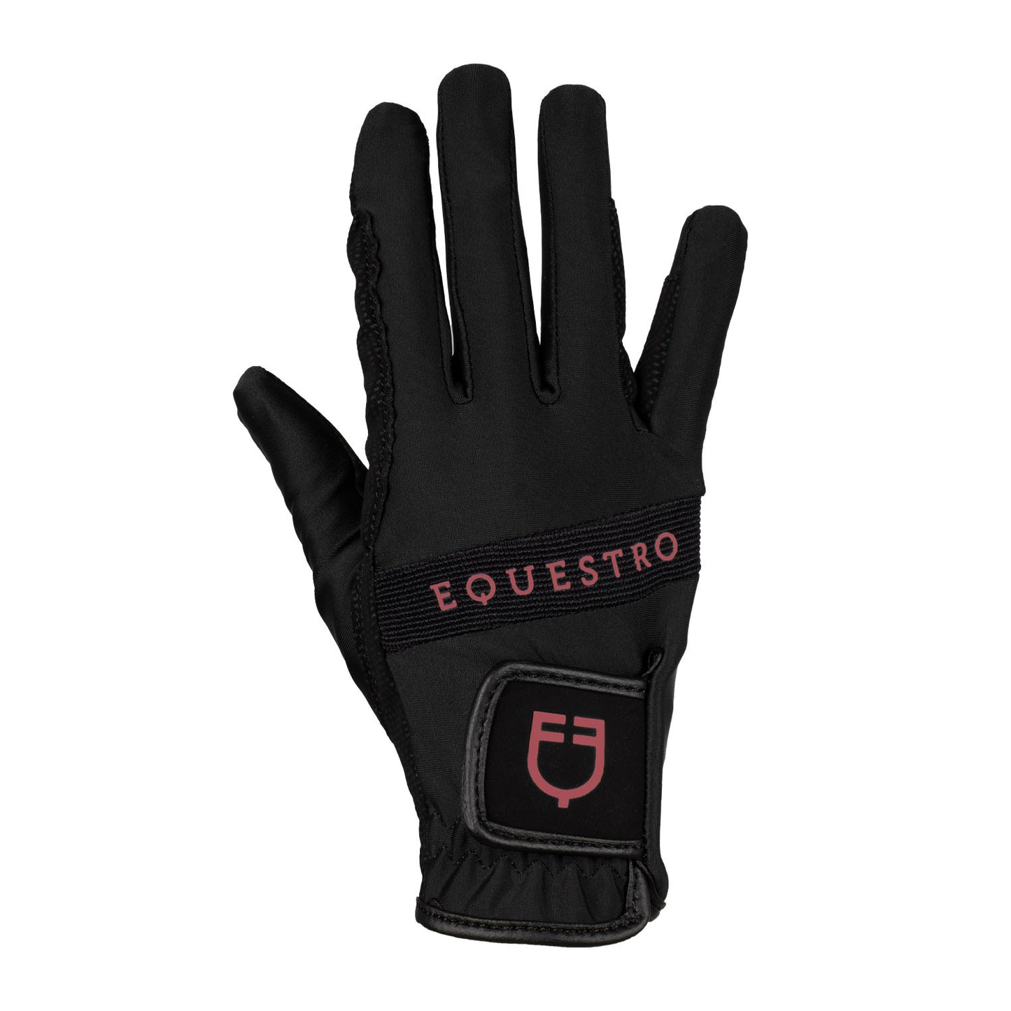 Guantes de tejido técnico con logo multicolor Equestro - Black/Redwood