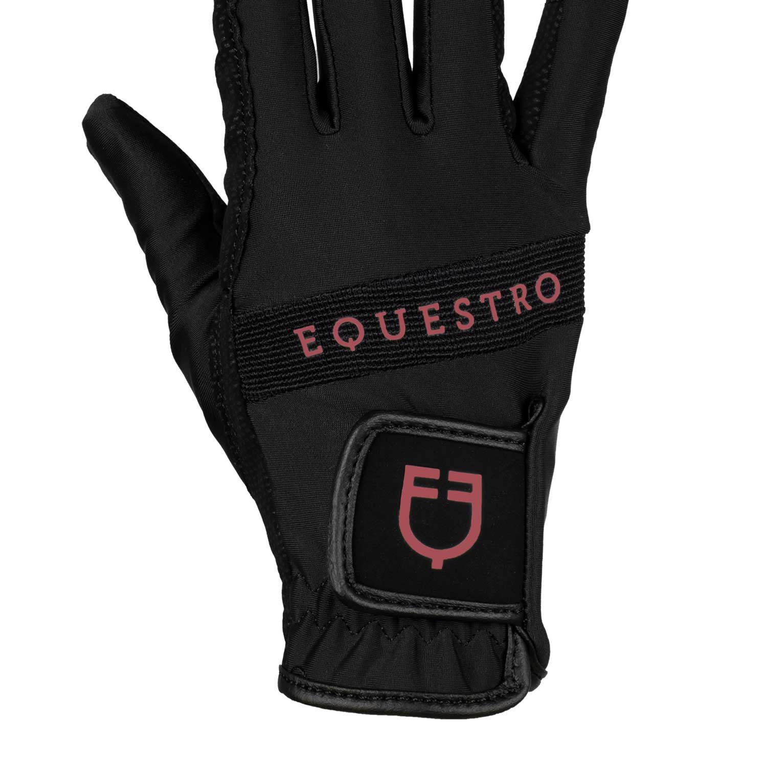 Guantes de tejido técnico con logo multicolor Equestro - Black/Redwood