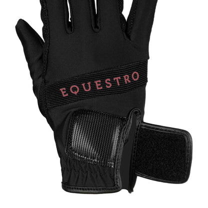 Guantes de tejido técnico con logo multicolor Equestro - Black/Redwood