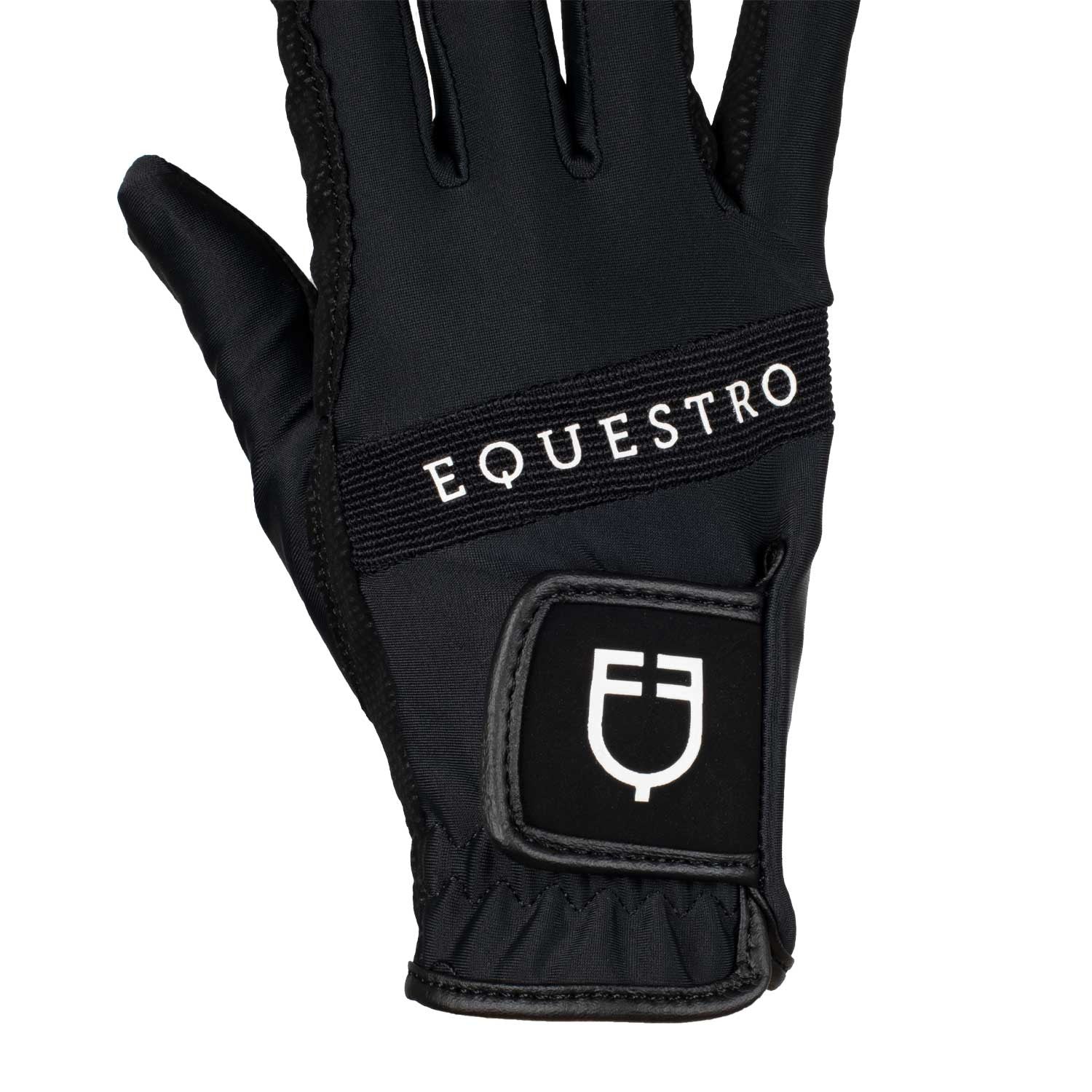 Guantes de tejido técnico con logo multicolor Equestro - Black/White