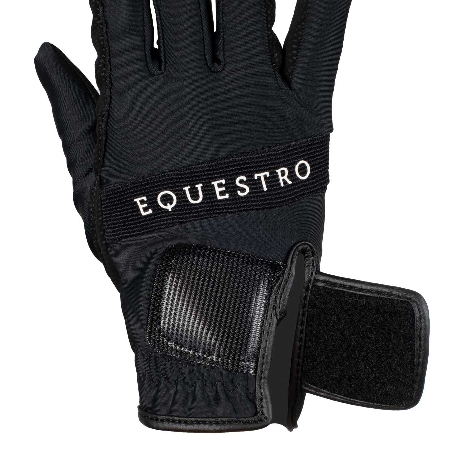 Guantes de tejido técnico con logo multicolor Equestro - Black/White