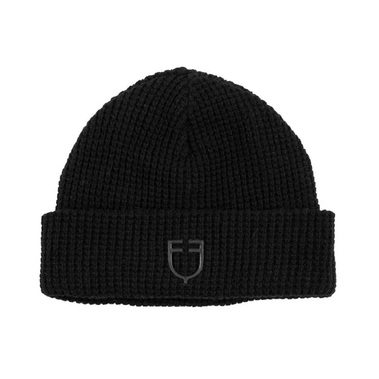 Gorro unisex de lana acanalada con logo Equestro